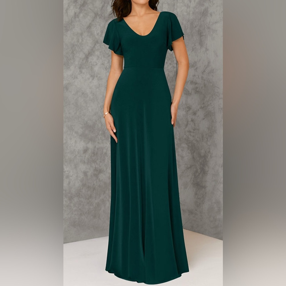 Pine Scoop Neck Bridesmaid Dress